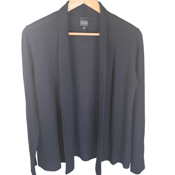 Eileen Fisher Sweaters - Eileen Fisher Cardigan Womens S Black 100% Wool Italian Yarn Old Money Career